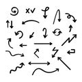 Hand drawn vector arrow collection, sketched style. Vector stock illustration Royalty Free Stock Photo