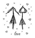 Hand drawn vector arrow loving lesbian family Royalty Free Stock Photo