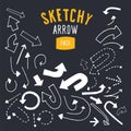 Hand drawn vector arrow set.