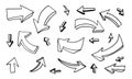 hand drawn vector arrows set on white background.vector EPS Royalty Free Stock Photo