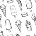 Hand drawn vector background - Collection of ice cream. Sweet se