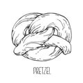 Hand drawn vector bavarian pretzel bread illustration