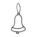 Hand-drawn vector bell icon isolated on a white background.