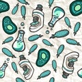 Hand drawn vector biologic seamless pattern.