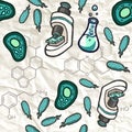 Hand drawn vector biologic seamless pattern.