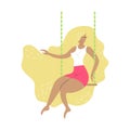 Hand-drawn vector blonde girl on the swing