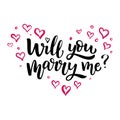 Hand drawn vector brush lettering Will You Marry Me?