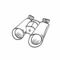 Hand drawn vector camping binoculars doodle clipart. Isolated on white background drawing for prints, poster, cute stationery, Royalty Free Stock Photo