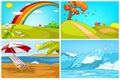 Vector cartoon set of landscapes backgrounds.