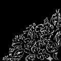 Hand Drawn Vector Collection Of Abstract Peonies Isolated on Black Background. Hand Drawn Sketch of a Flowers. Outline set