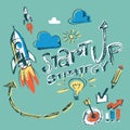 Hand drawn vector concept inforgraphics - startup strategy