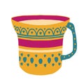 Hand drawn vector cup with tea or coffee. Side view. Flat design Royalty Free Stock Photo