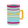 Hand drawn vector cup with tea or coffee. Side view Royalty Free Stock Photo