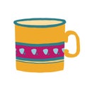 Hand drawn vector cup with tea or coffee. Side view Royalty Free Stock Photo