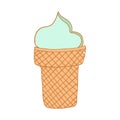Hand drawn vector cute ice cream. Doodle style. Black outline isolated on white. Design for greeting cards, scrapbooking