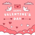 hand drawn vector design happy valentine\'s day illustration
