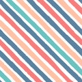 Hand drawn vector diagonal grunge stripes of red, blue, green and yellow colors seamless pattern