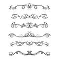 Hand drawn vector dividers. Decorative swirls lines, borders and curl set. Design elements 4 Royalty Free Stock Photo