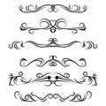 Hand drawn vector dividers. Decorative swirls lines, flourished borders and curl set. Design elements 7 Royalty Free Stock Photo