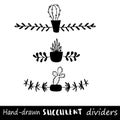 Hand drawn vector dividers. Lines, borders and laurels set. Doodle design elements. Royalty Free Stock Photo