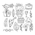 Hand drawn vector doodle set. Decorative illustrations. Design elements