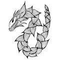 Hand drawn vector dragon illustration. Fantastic dragon icon. Freehand silhouette of mythology aminal. Fantasy outline