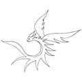 Hand drawn vector dragon illustration. Fantastic dragon icon. Freehand silhouette of mythology aminal. Fantasy outline