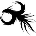 Hand drawn vector dragon silhouette isolated on white background. Fantastic dragon icon. Freehand mythology aminal. Fantasy