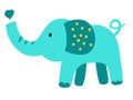 Hand drawn vector elephant. Cute cartoon baby illustration Royalty Free Stock Photo