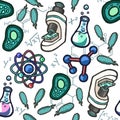 Hand drawn vector eps10 biologic seamless pattern.