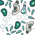 Hand drawn vector eps10 biologic seamless pattern.