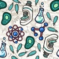 Hand drawn vector eps10 biologic seamless pattern.