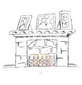 Hand drawn vector fire place. Doodle cartoon illustration. Royalty Free Stock Photo