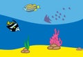 Hand Drawn Vector Fish Illustration. Underwater World Panorama.