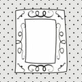 Hand drawn vector frame on polka dots grey background