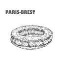 Hand drawn vector french paris brest vintage illustration