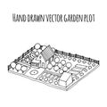 Hand drawn vector garden plot illustration vector