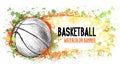 Hand drawn vector grunge banner with basketball ball and splashes Royalty Free Stock Photo