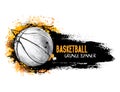 Hand drawn vector grunge banner with basketball ball Royalty Free Stock Photo