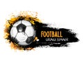 Hand drawn vector grunge banner with soccer ball