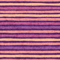 Hand drawn vector grunge stripes of orange, pink and yellow colors seamless pattern on the purple background. Royalty Free Stock Photo
