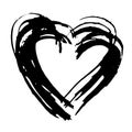 Hand drawn vector heart. Dry brush ink illustration. Grunge rough texture. Royalty Free Stock Photo