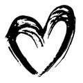 Hand drawn vector heart. Dry brush ink illustration. Grunge rough texture. Royalty Free Stock Photo