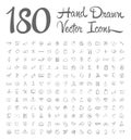 Hand drawn vector icons on white background Royalty Free Stock Photo