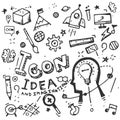 Hand Drawn Vector idea icons set isolated on white background. symbols Royalty Free Stock Photo