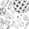 Hand drawn vector illustration of apple pie recipe Royalty Free Stock Photo