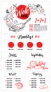 Hand drawn vector illustration - Asian food. Wok menu with calligraphic phrases. Perfect for restaurant brochure, cafe flyer, del Royalty Free Stock Photo