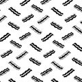 Hand drawn vector illustration of bacon pattern.Black and white.