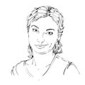 Hand-drawn vector illustration of beautiful skeptic woman, I do