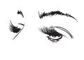 Hand drawn vector illustration. Beautiful woman eye makeup. Fashion sketch Royalty Free Stock Photo